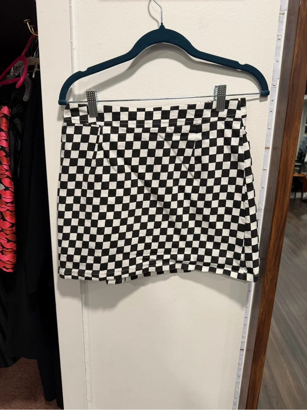H&M Checkerboard Mini Skirt in Black and White